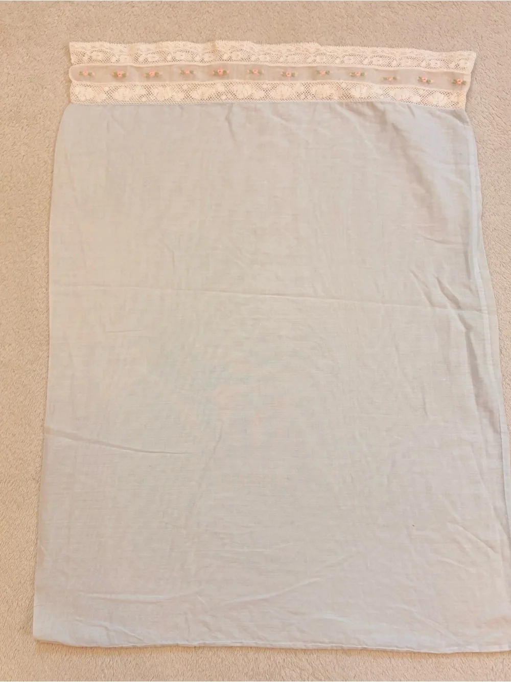 Light Blue Decorative Pillow Sham with Lace Trim - for Baby or Boudoir